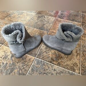 UGG Classic Femme Toggle Button Slip On Hidden Wedge Boots- Gray, Women’s 8.5